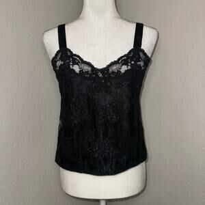 Vintage Etienne Lace Cami Black Tank Top Women's Medium Coquette